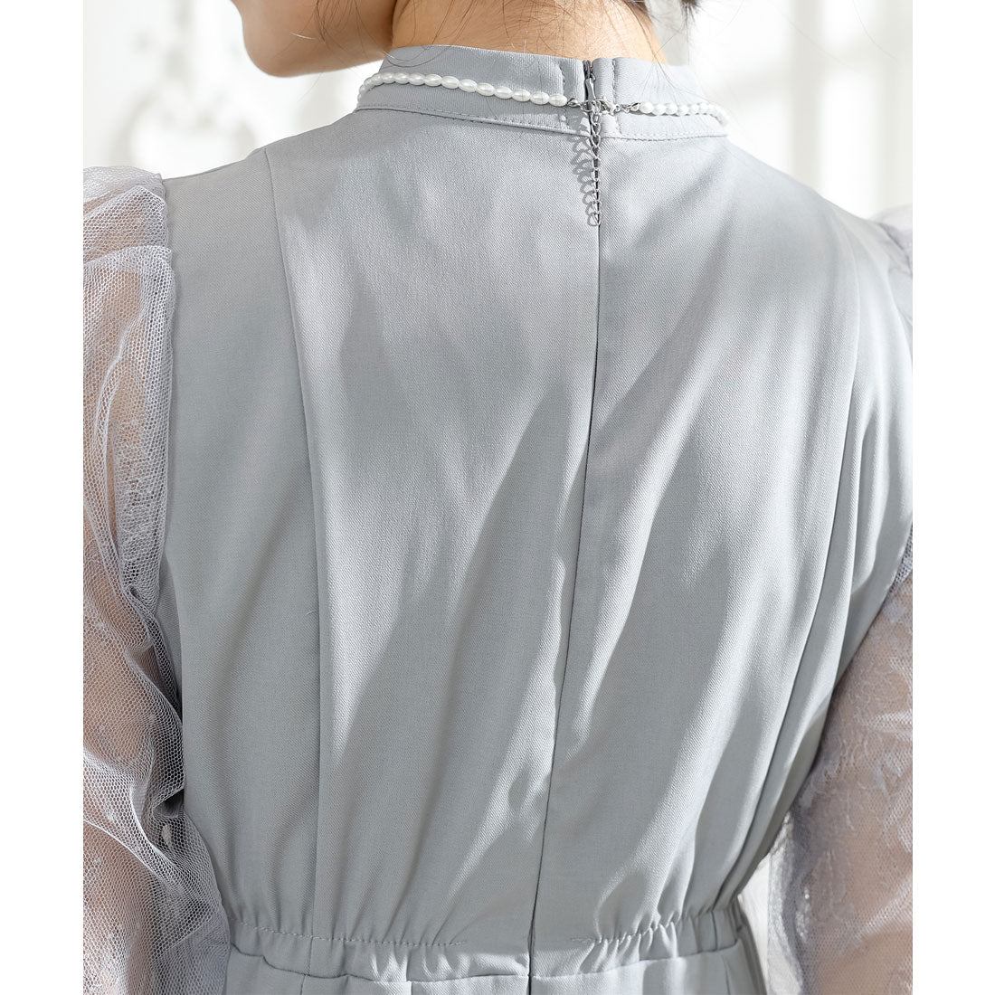 レースレディース Lace Ladies プチハイネック レース ドッキング ロング ワンピース