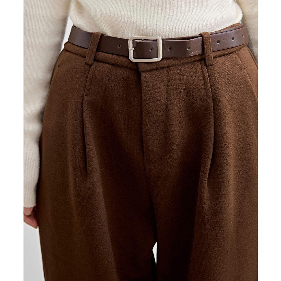 レースレディース Lace Ladies 裏起毛 ストレート ロールアップ タック パンツ