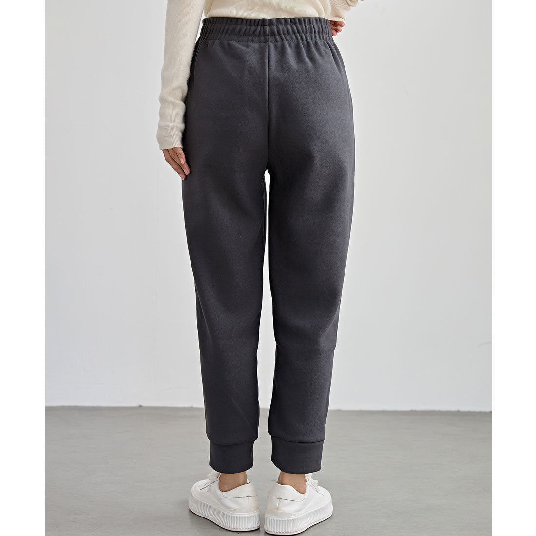 レースレディース Lace Ladies 裏起毛 厚手 テーパード スウェット パンツ (ブラック) ブラック