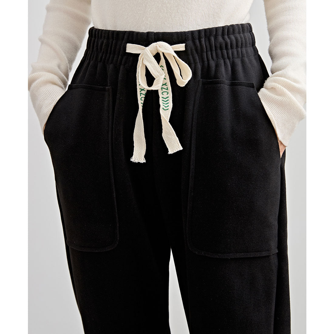 レースレディース Lace Ladies 裏起毛 厚手 テーパード スウェット パンツ (ブラック) ブラック