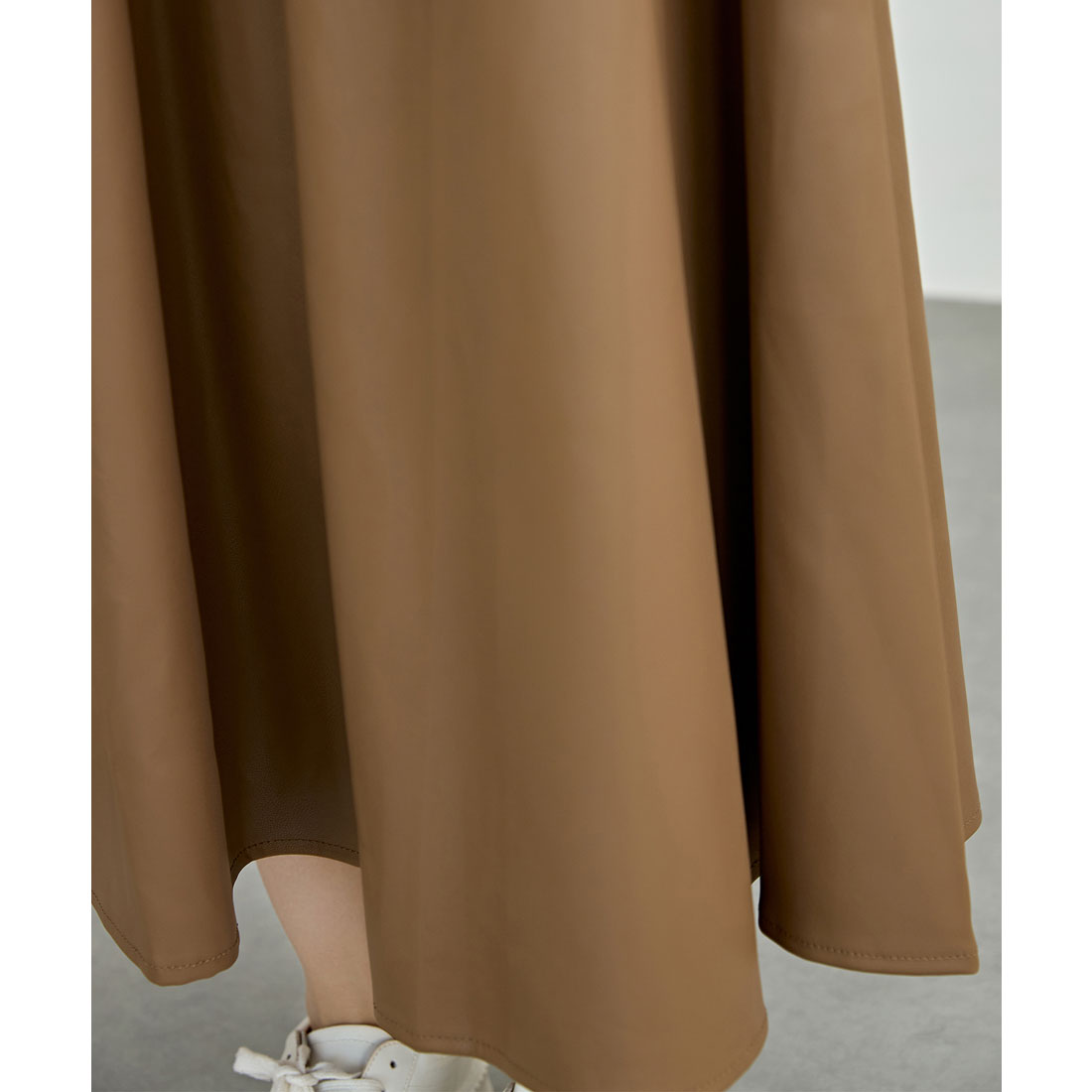 レースレディース Lace Ladies ハイウエスト レザー調 Aライン イージー スカート