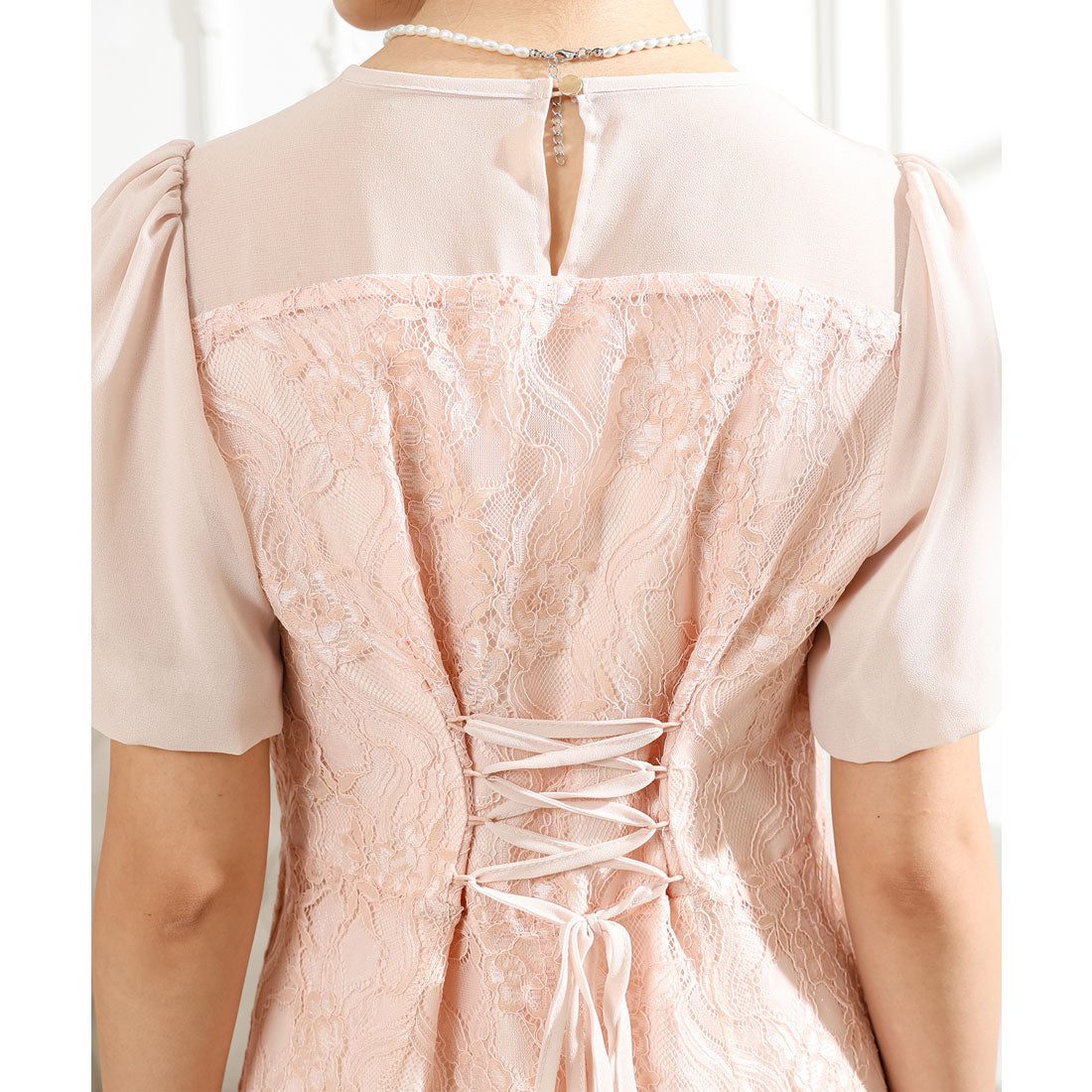 レースレディース Lace Ladies レース ドッキング タック ロング ワンピース