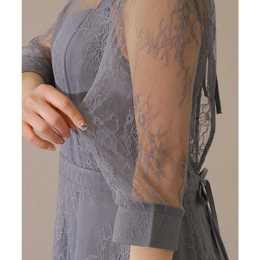 レースレディース Lace Ladies 【2点セット】レーストッパー付き ロング フレア ワンピース