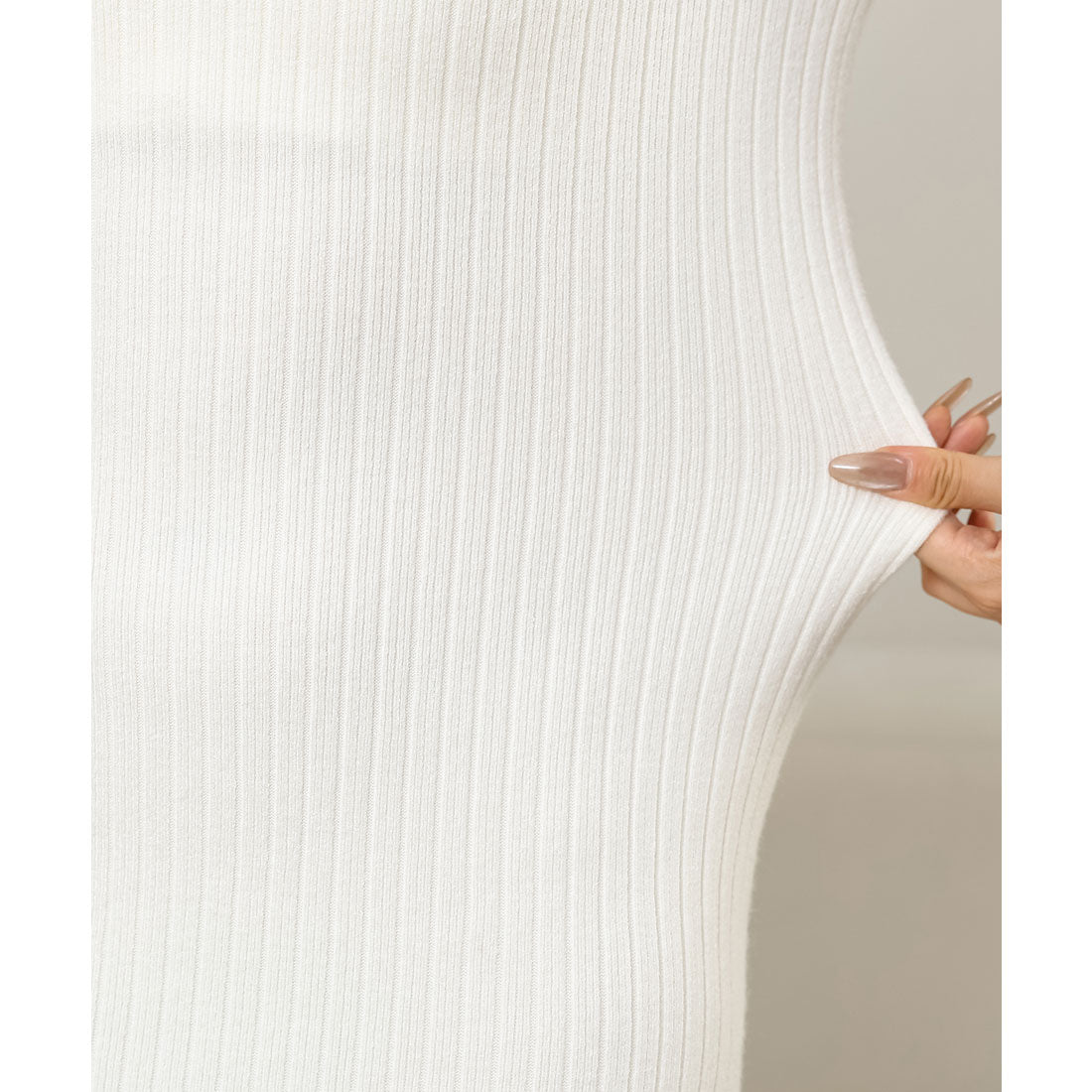 レースレディース Lace Ladies ソリッドカラー レイヤード風 リブ ニット ワンピース