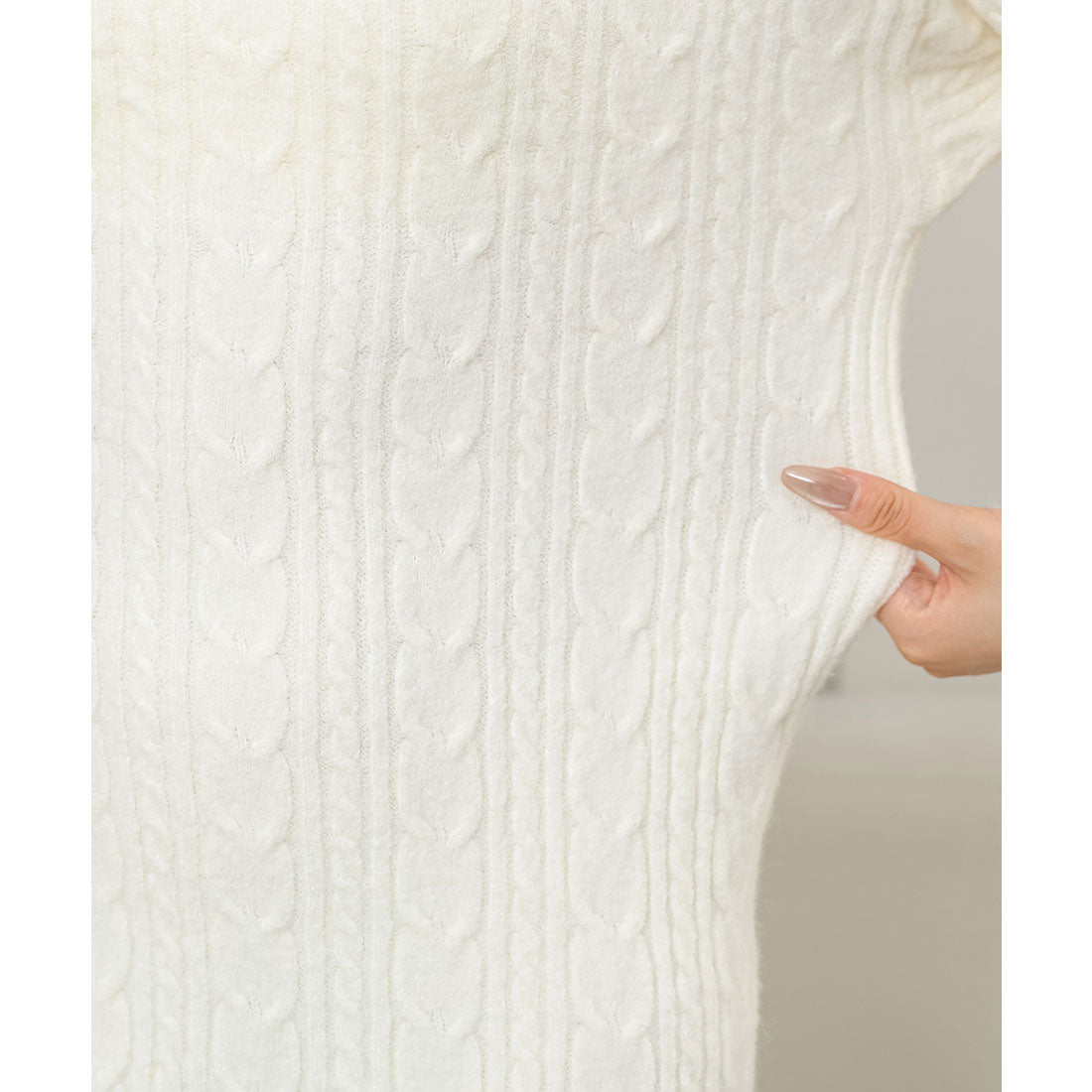 レースレディース Lace Ladies ハイネック ケーブル柄 長袖 ニット ワンピース