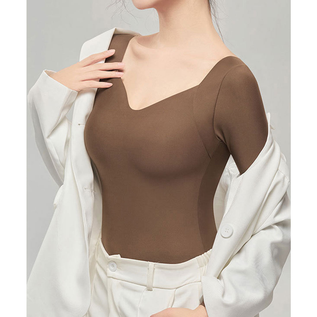 レースレディース Lace Ladies ソリッドカラー スクエア ハートネック カップ付き インナー