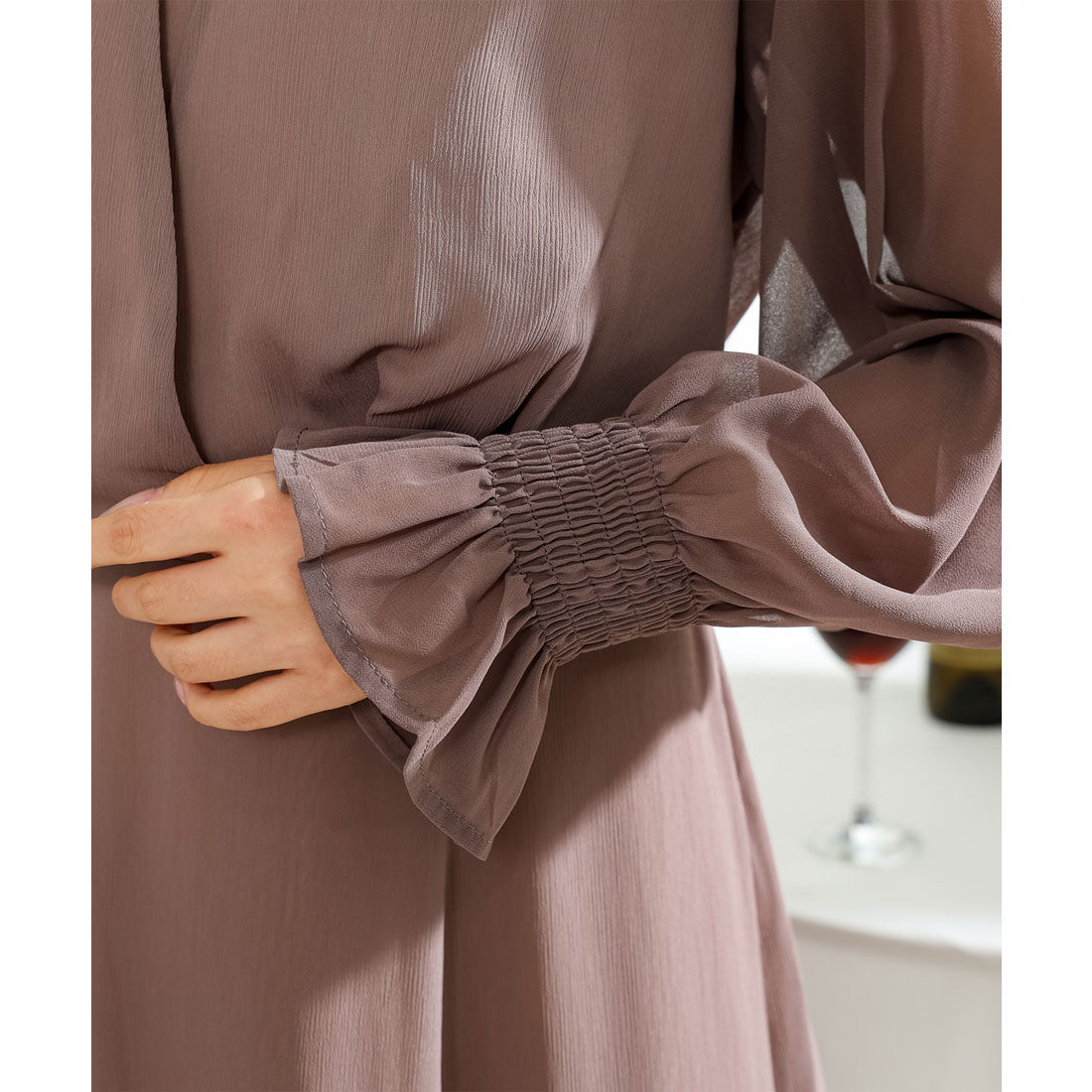 レースレディース Lace Ladies キャンディ袖 パフスリーブ シアー ロング ワンピース