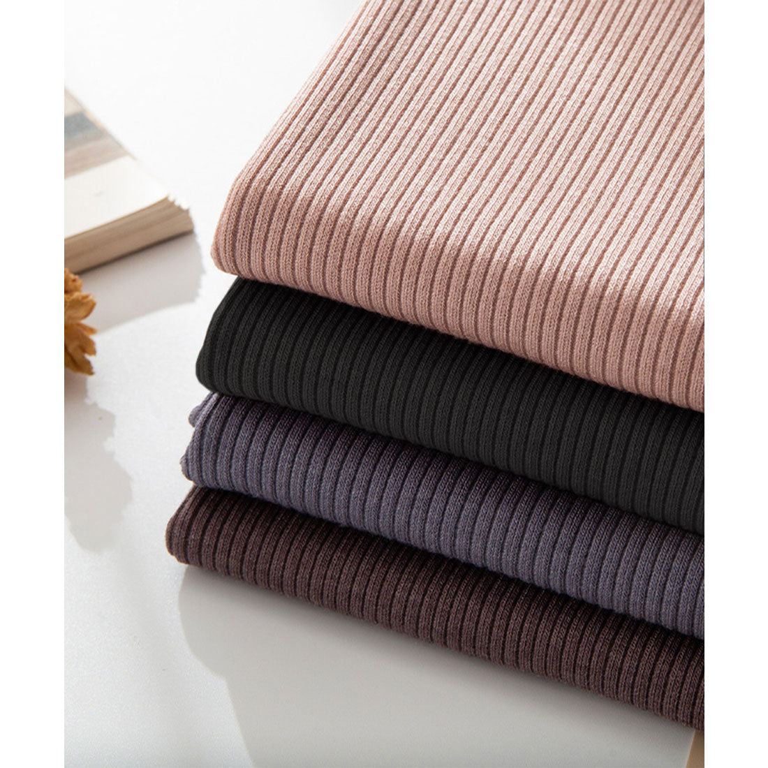 レースレディース Lace Ladies 【2点セット】 ソリッドカラー プチハイネック リブ ニット インナー