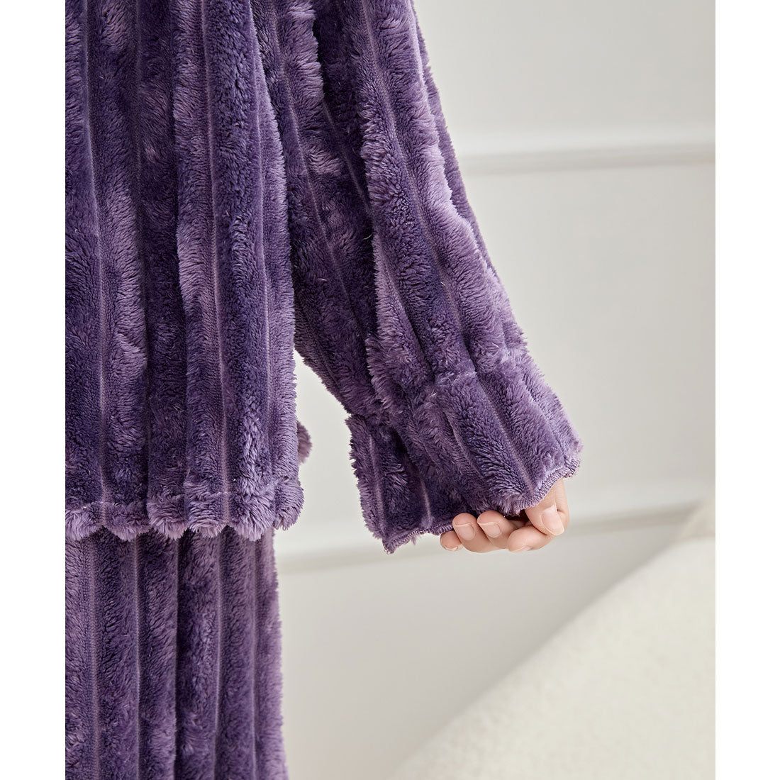 レースレディース Lace Ladies パールボタン スクエア フリル 長袖 フランネル ルームウエア