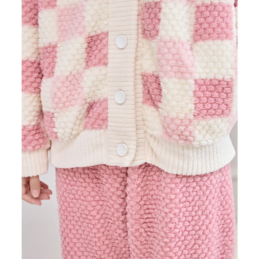 Race Ladies Lace Ladies Color Check V-Neck Fleece Loungewear