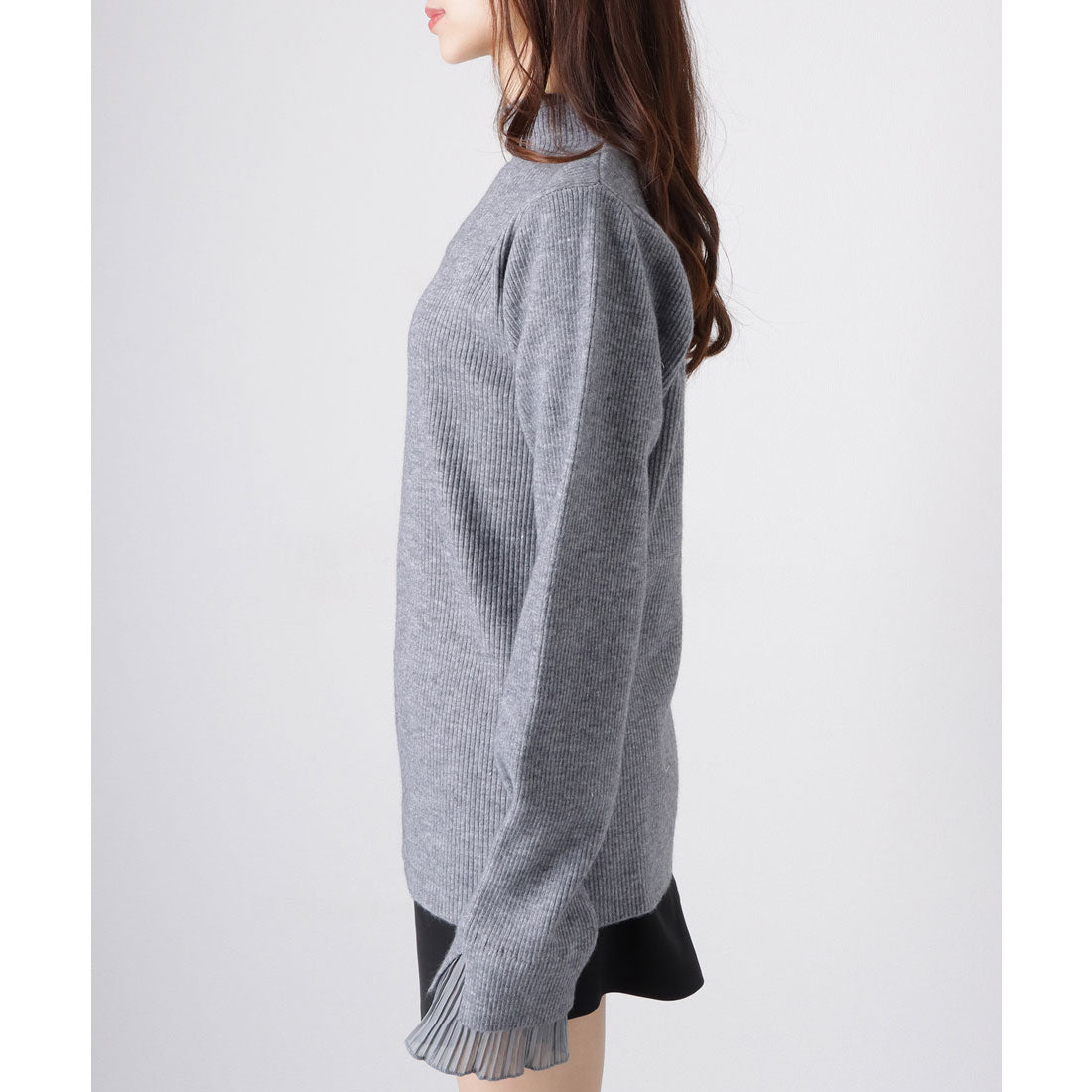 レースレディース Lace Ladies フリル プリーツ フェイクレイヤード リブ ニット プルオーバー