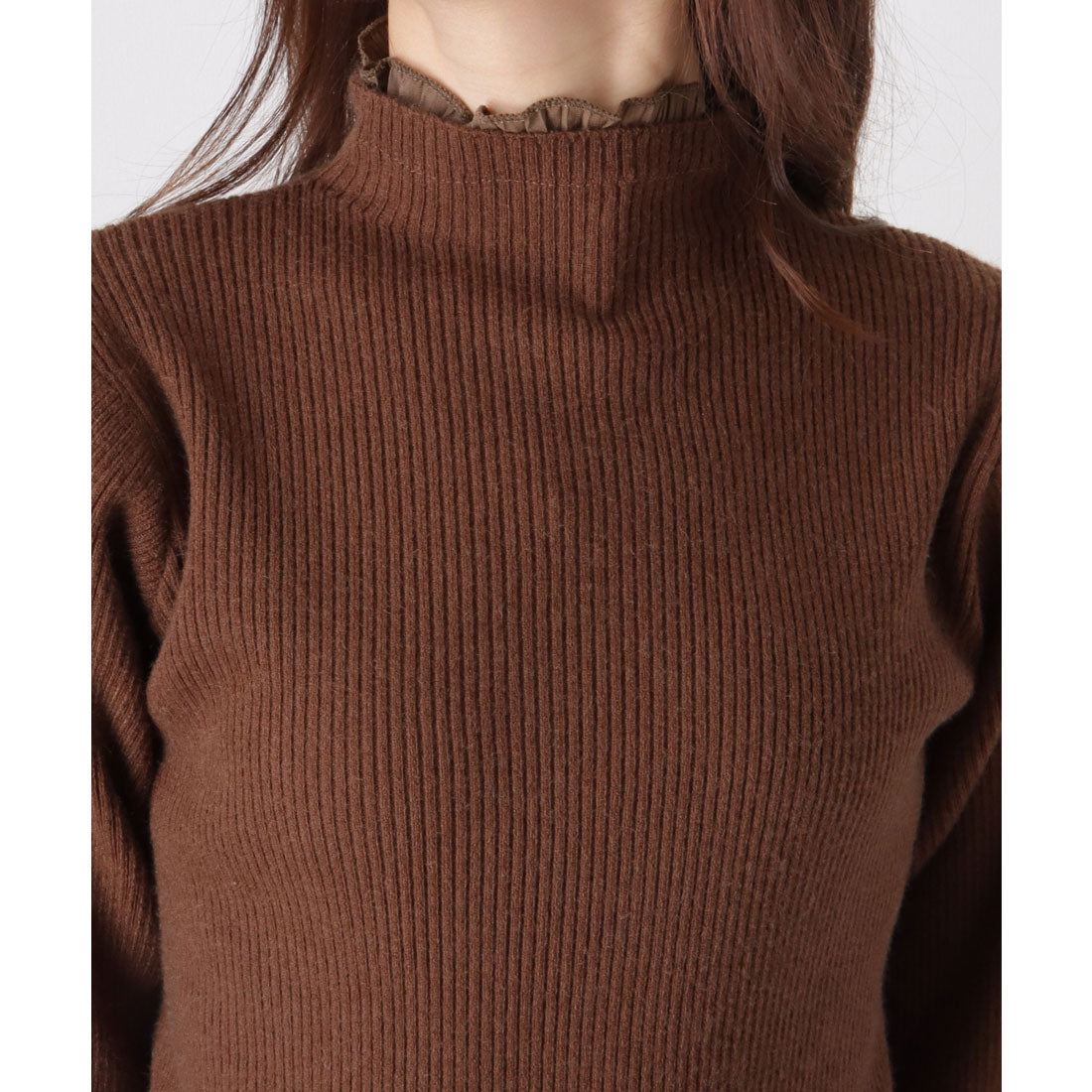 レースレディース Lace Ladies フリル プリーツ フェイクレイヤード リブ ニット プルオーバー