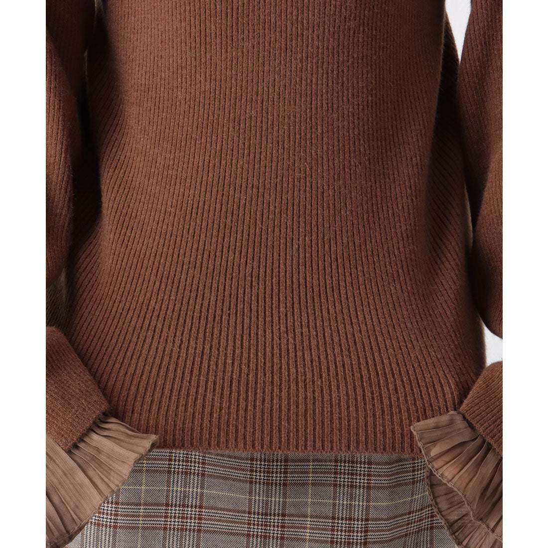 レースレディース Lace Ladies フリル プリーツ フェイクレイヤード リブ ニット プルオーバー