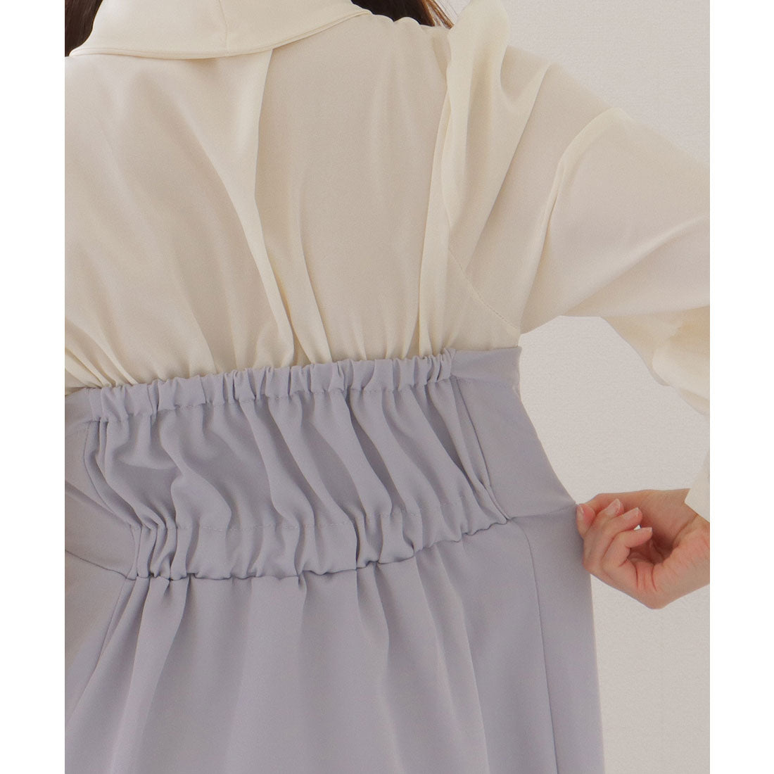 レースレディース Lace Ladies ボウタイ付き ハートネック ドッキング マキシ ワンピース (グレージュ) グレージュ