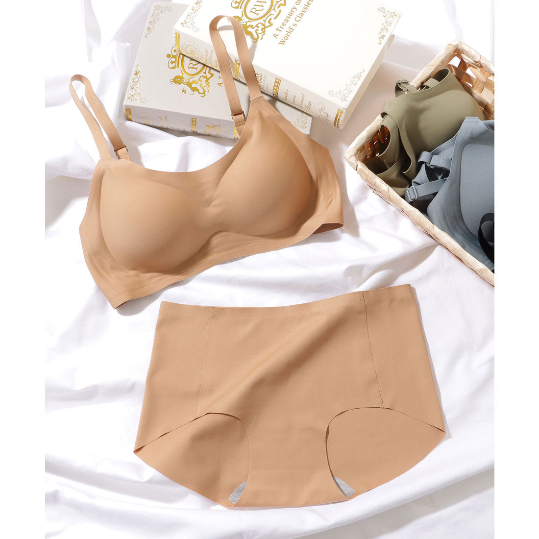 レースレディース Lace Ladies 【2点セット】 ソリッドカラー シームレス ブラ&ショーツ【返品不可商品】 (ブラック) ブラック