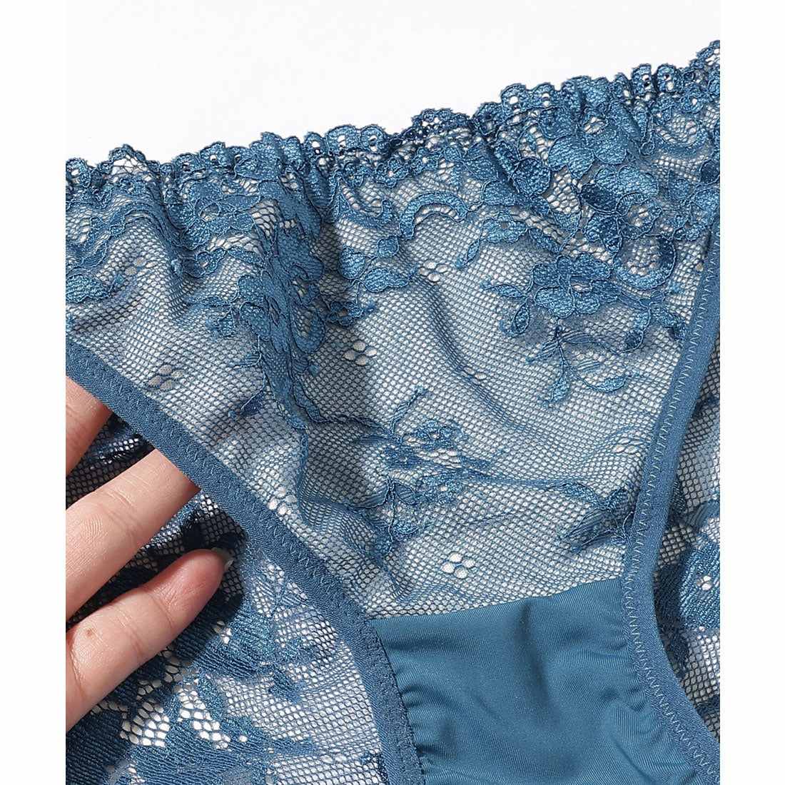 レースレディース Lace Ladies 【2点セット】ソリッドカラー レース 3/4 ブラ&ショーツ セット【返品不可商品】 (グレー) グレー