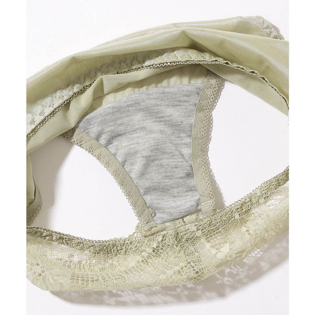 レースレディース Lace Ladies 【2点セット】センター カットアウト レース ブラジャー&ショーツ【返品不可商品】 (グリーン) グリーン