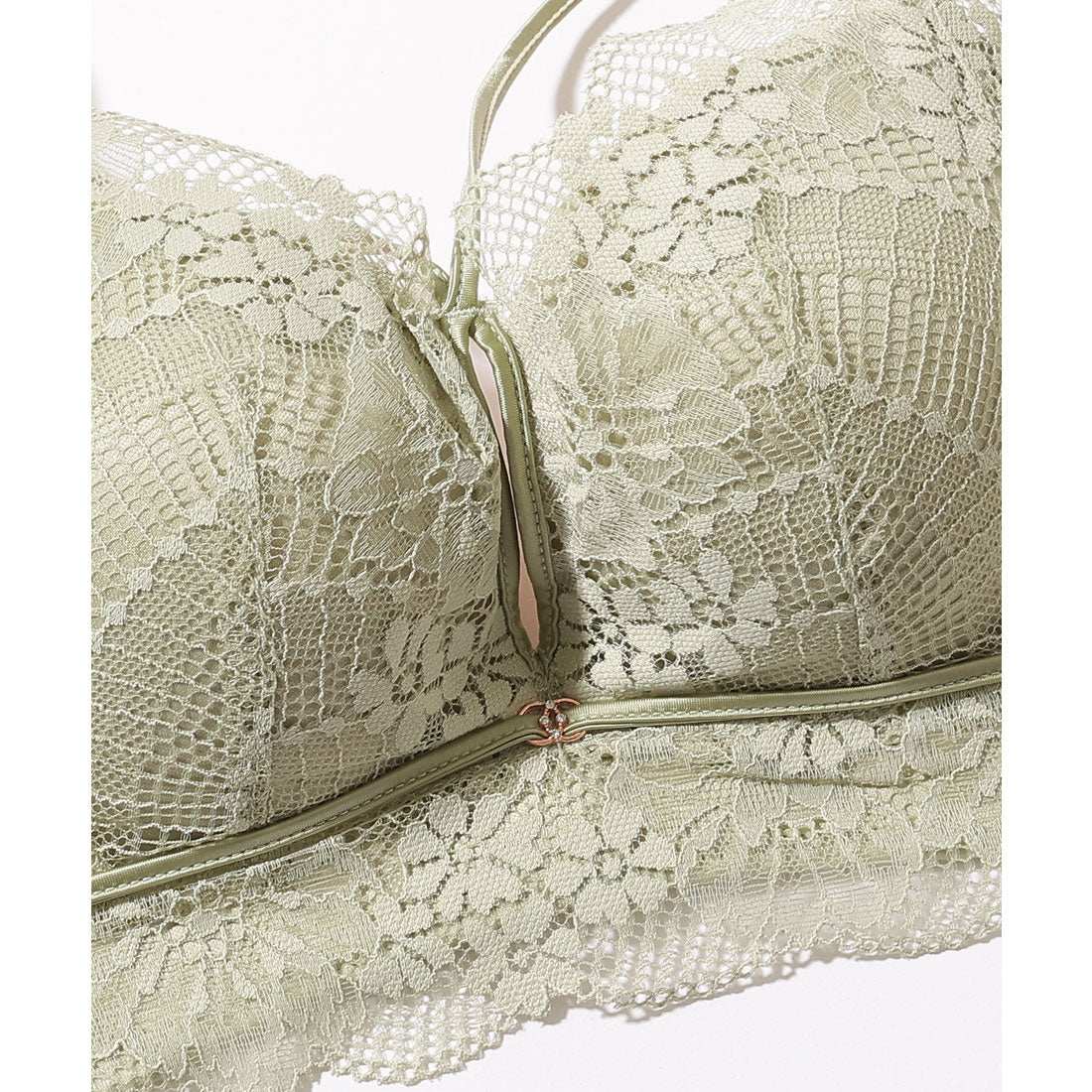 レースレディース Lace Ladies 【2点セット】センター カットアウト レース ブラジャー&ショーツ【返品不可商品】 (グリーン) グリーン