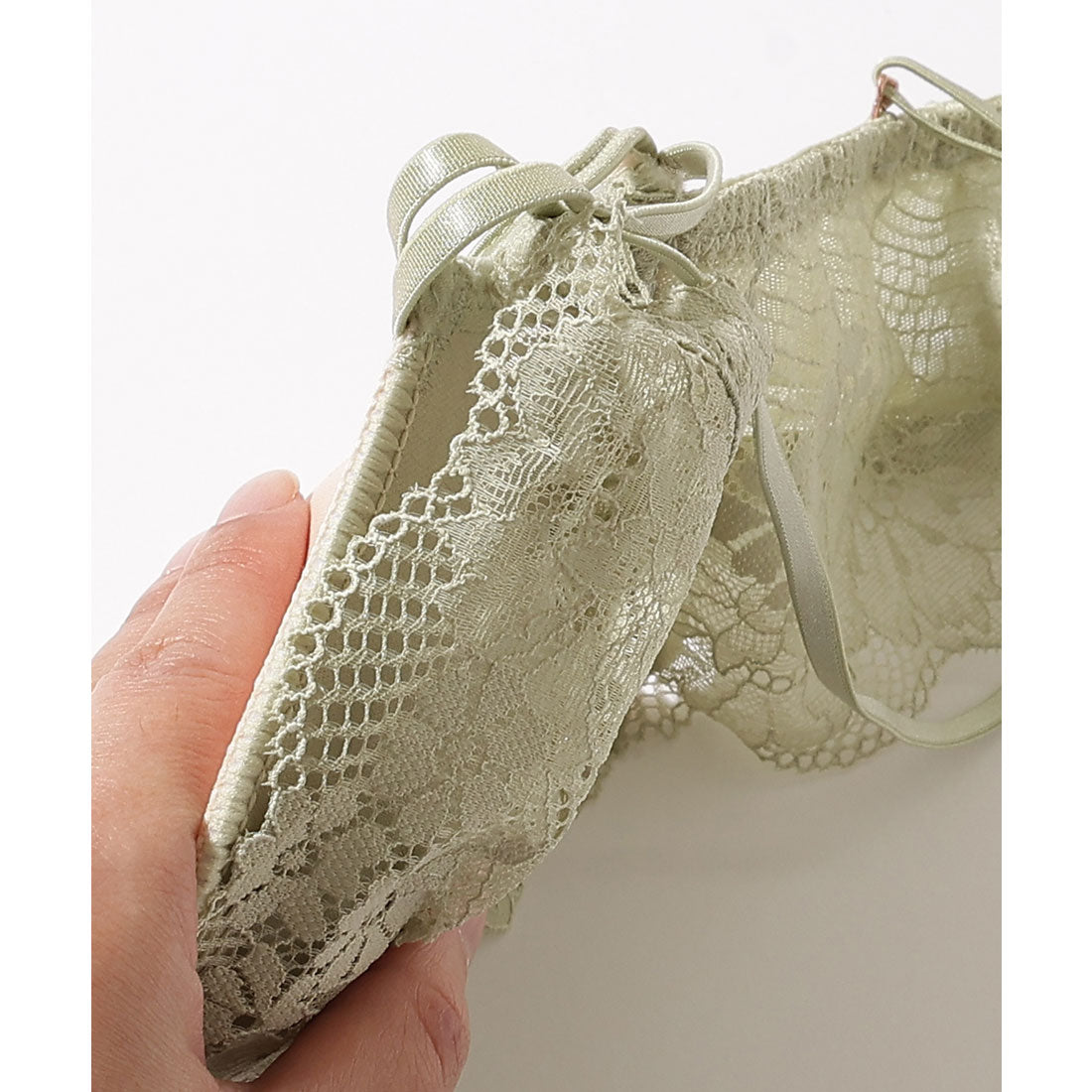 レースレディース Lace Ladies 【2点セット】センター カットアウト レース ブラジャー&ショーツ【返品不可商品】 (グリーン) グリーン