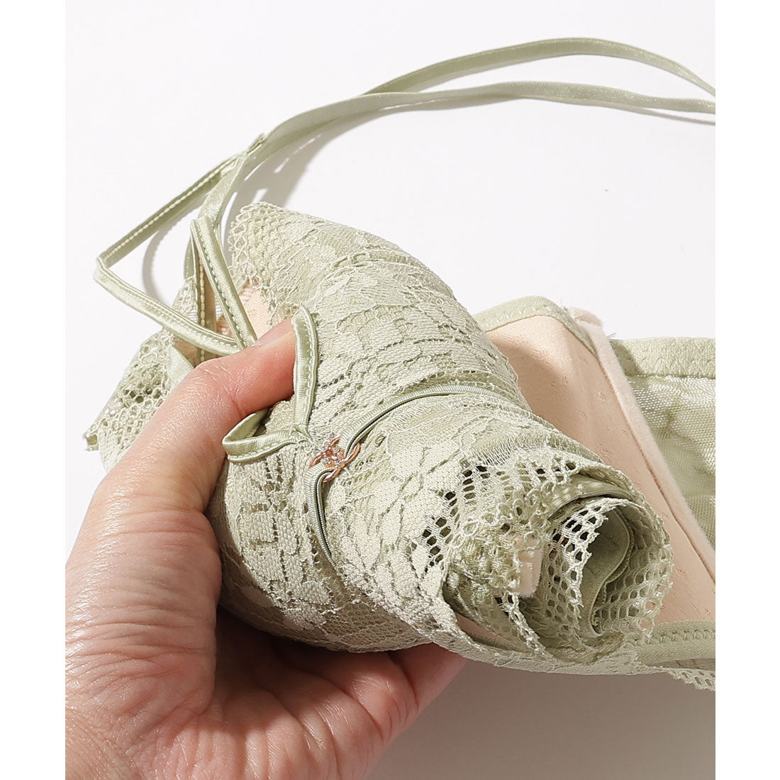 レースレディース Lace Ladies 【2点セット】センター カットアウト レース ブラジャー&ショーツ【返品不可商品】 (グリーン) グリーン