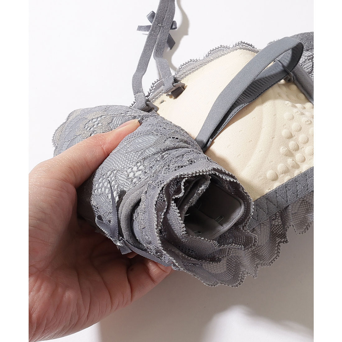 レースレディース Lace Ladies 【2点セット】カットアウト スカラップ レース ブラジャー&ショーツ【返品不可商品】 (グレー) グレー