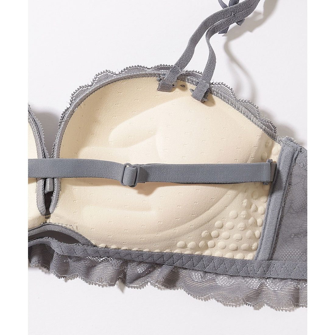 レースレディース Lace Ladies 【2点セット】カットアウト スカラップ レース ブラジャー&ショーツ【返品不可商品】 (グレー) グレー