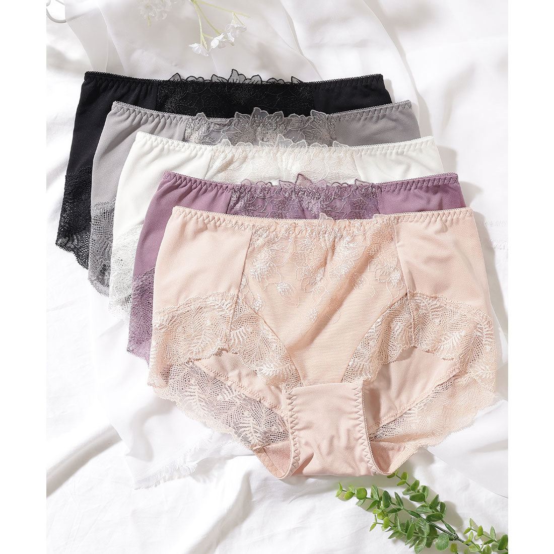 レースレディース Lace Ladies 【5枚セット】ボタニカル刺繍レースドッキングショーツ【返品不可商品】 (5枚セット) 5枚セット