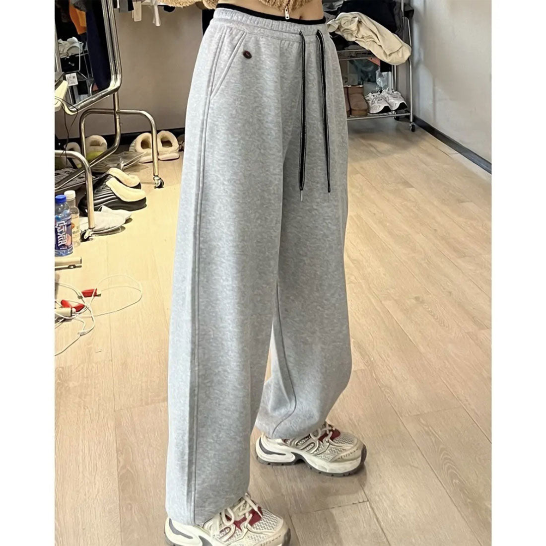 レースレディース Lace Ladies 裾絞り ハイウエスト スウェット トラック パンツ (グレー) グレー