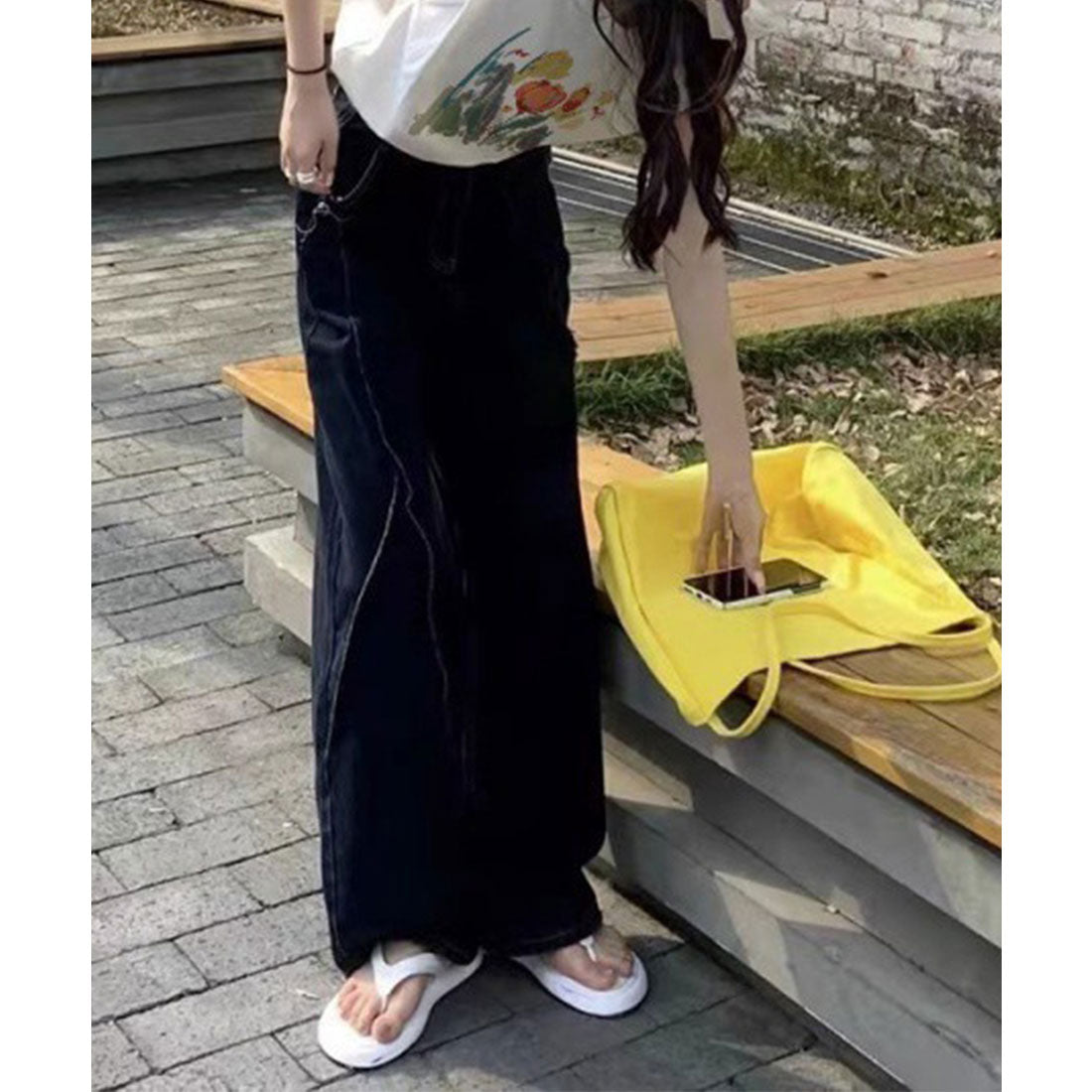 レースレディース Lace Ladies フラワー プリント ノースリーブ コットン Tシャツ (ホワイト) ホワイト