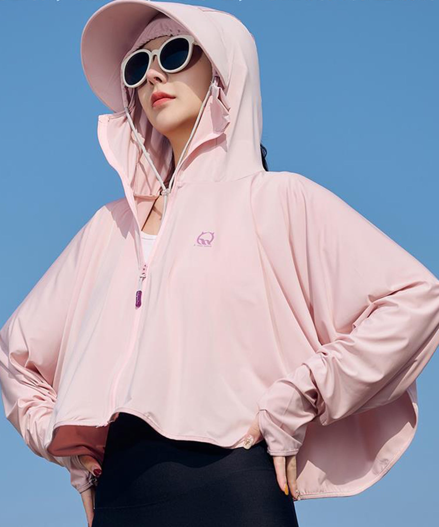 レースレディース Lace Ladies コンパクト フーデット ドルマン ラッシュガード ポンチョ【返品不可商品】 (ピンク) ピンク