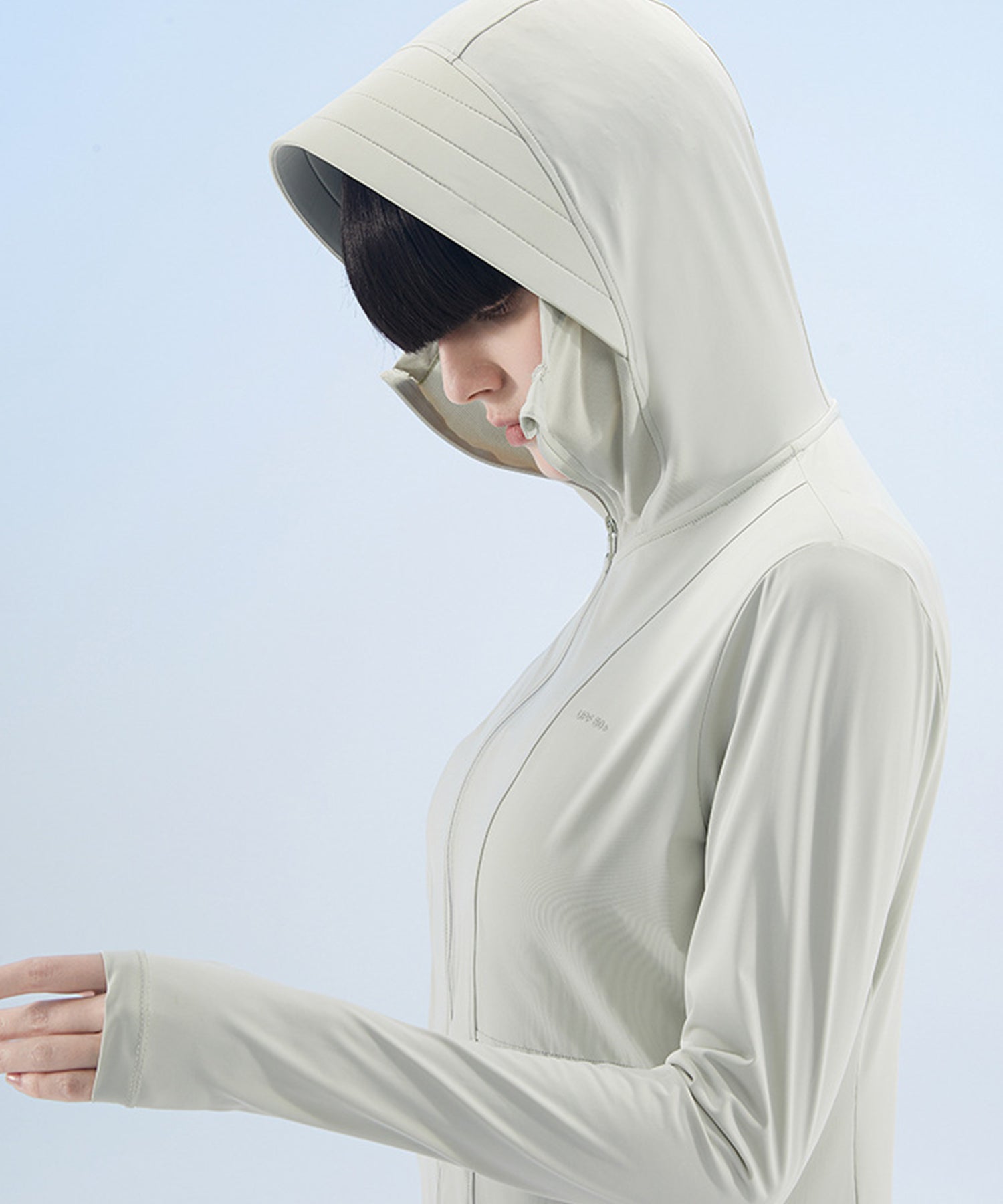 レースレディース Lace Ladies ソリッドカラー 接触冷感 バイザー付き フーデット ラッシュガード (ミント) ミント