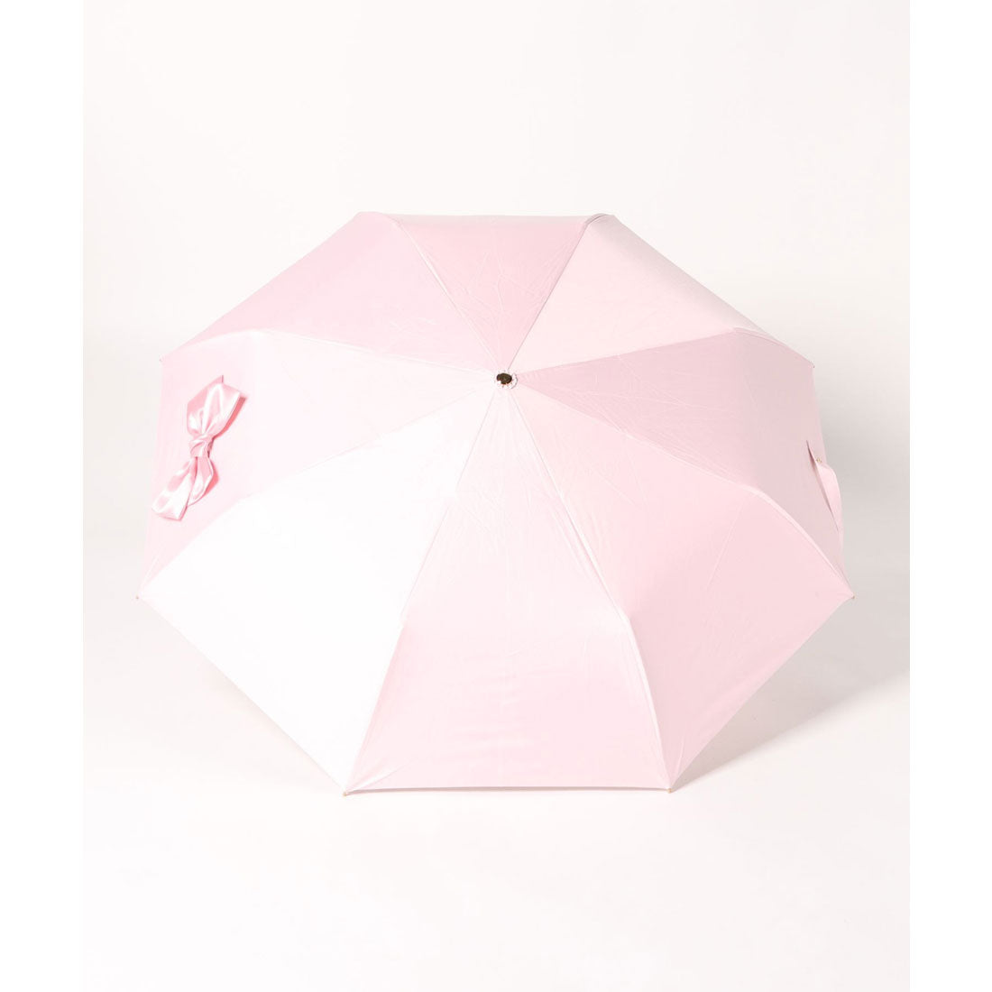 レースレディース Lace Ladies 晴雨兼用 グログラン リボン付き ワンタッチ 折りたたみ傘 (ピンク) ピンク