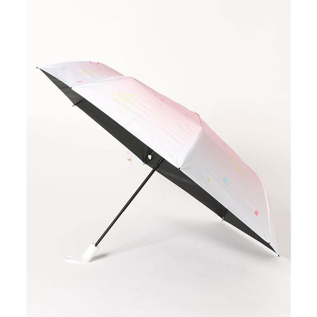 レースレディース Lace Ladies 晴雨兼用 グラデーションカラー イラスト ハンドル 折りたたみ傘 (ピンク) ピンク