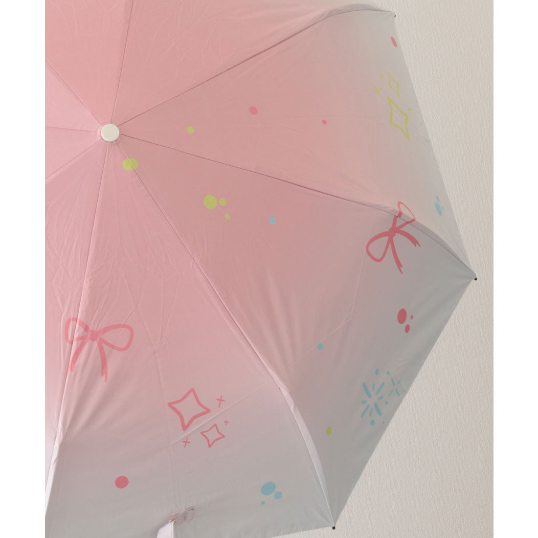 レースレディース Lace Ladies 晴雨兼用 グラデーションカラー イラスト ハンドル 折りたたみ傘 (ピンク) ピンク