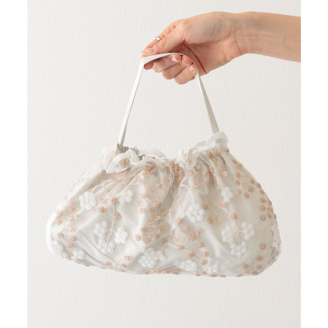 レースレディース Lace Ladies 晴雨兼用 小花柄 刺繍 レース レイヤード 折りたたみ傘 (ベージュ) ベージュ