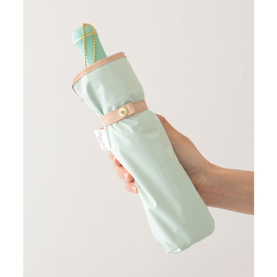 レースレディース Lace Ladies 晴雨兼用 配色 ライン ストレート ハンドル 折りたたみ傘 (グリーン) グリーン