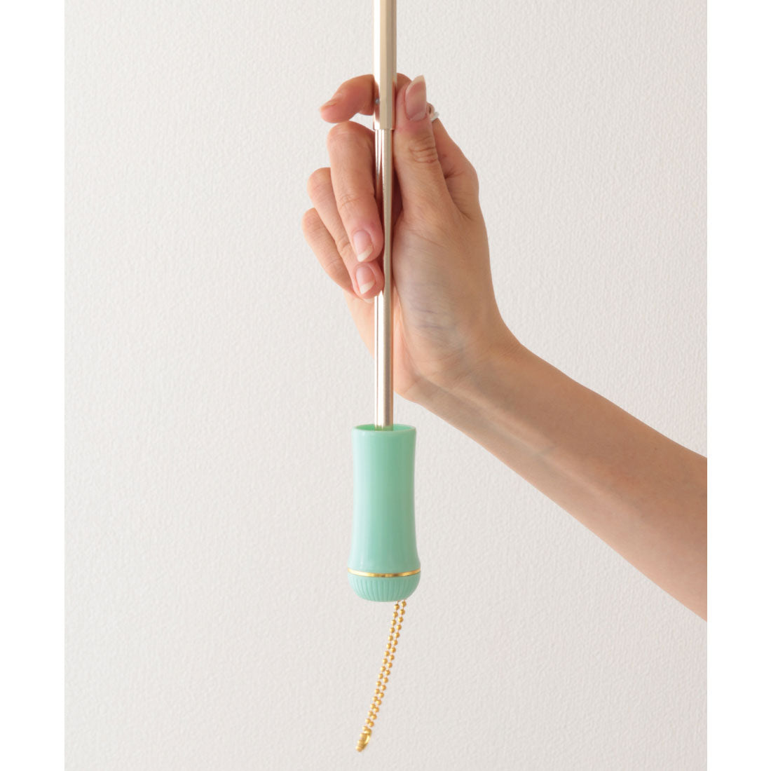 レースレディース Lace Ladies 晴雨兼用 配色 ライン ストレート ハンドル 折りたたみ傘 (グリーン) グリーン