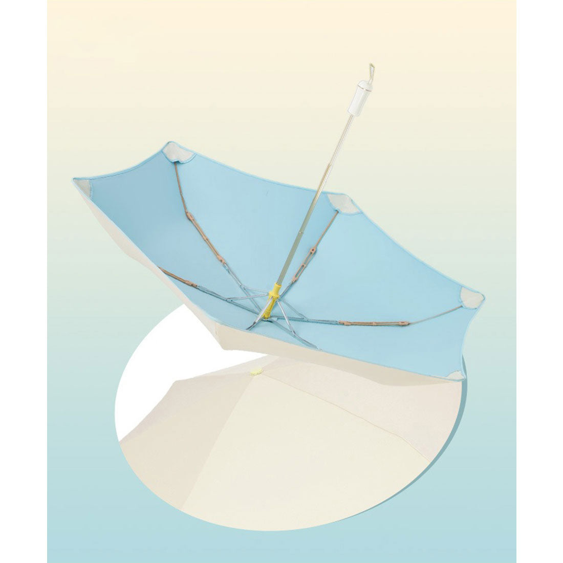 レースレディース Lace Ladies 晴雨兼用 配色 ライン ストレート ハンドル 折りたたみ傘 (ベージュ) ベージュ