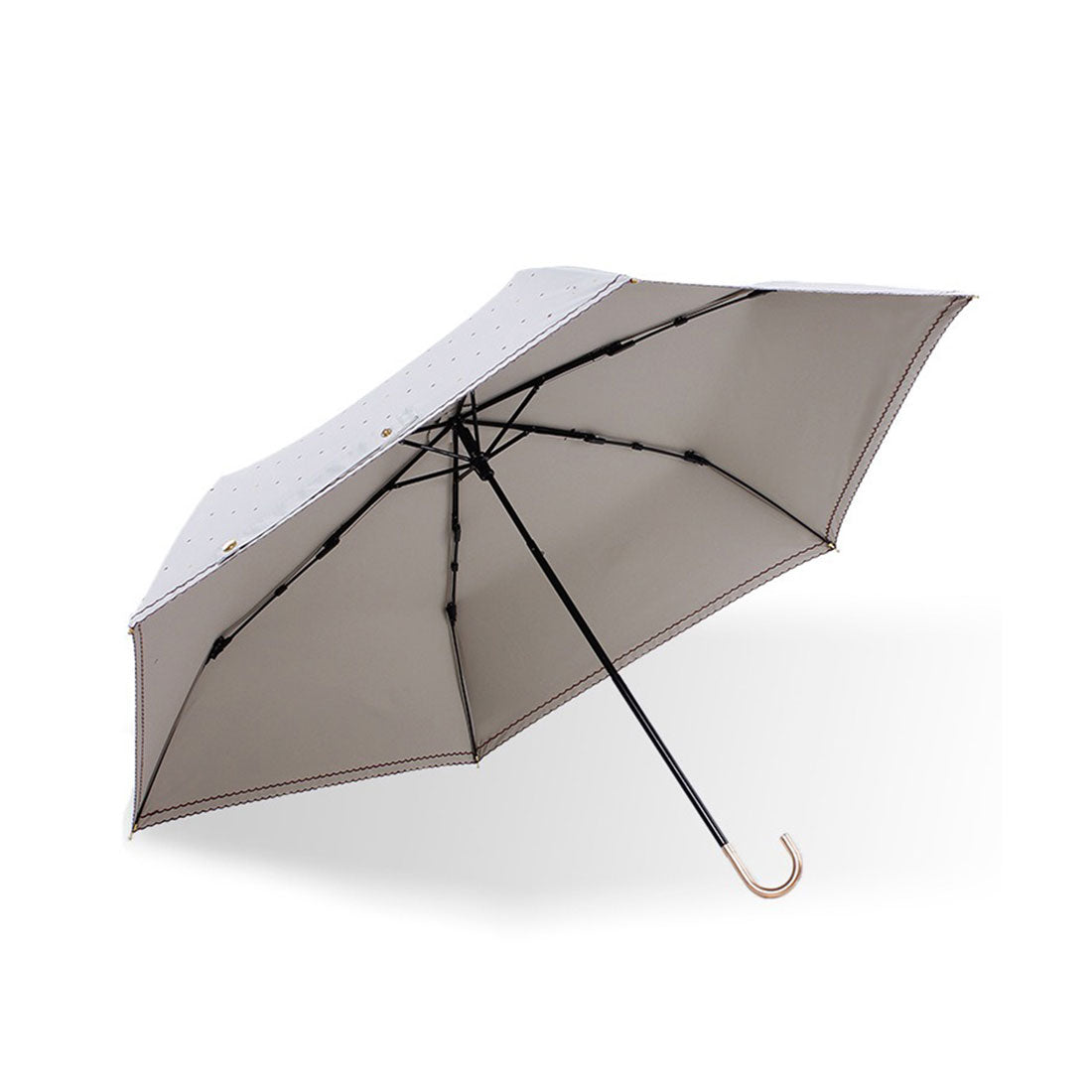 レースレディース Lace Ladies ダブル スカラップ ドット柄 三つ折り 折りたたみ傘 (ネイビー) ネイビー