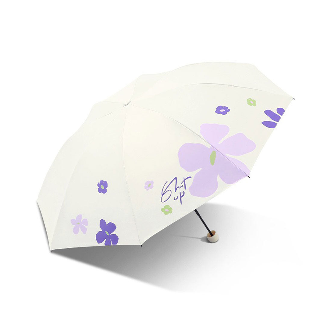 レースレディース Lace Ladies 晴雨兼用 配色 フラワー コンパクト 折りたたみ傘 (アイボリー) アイボリー