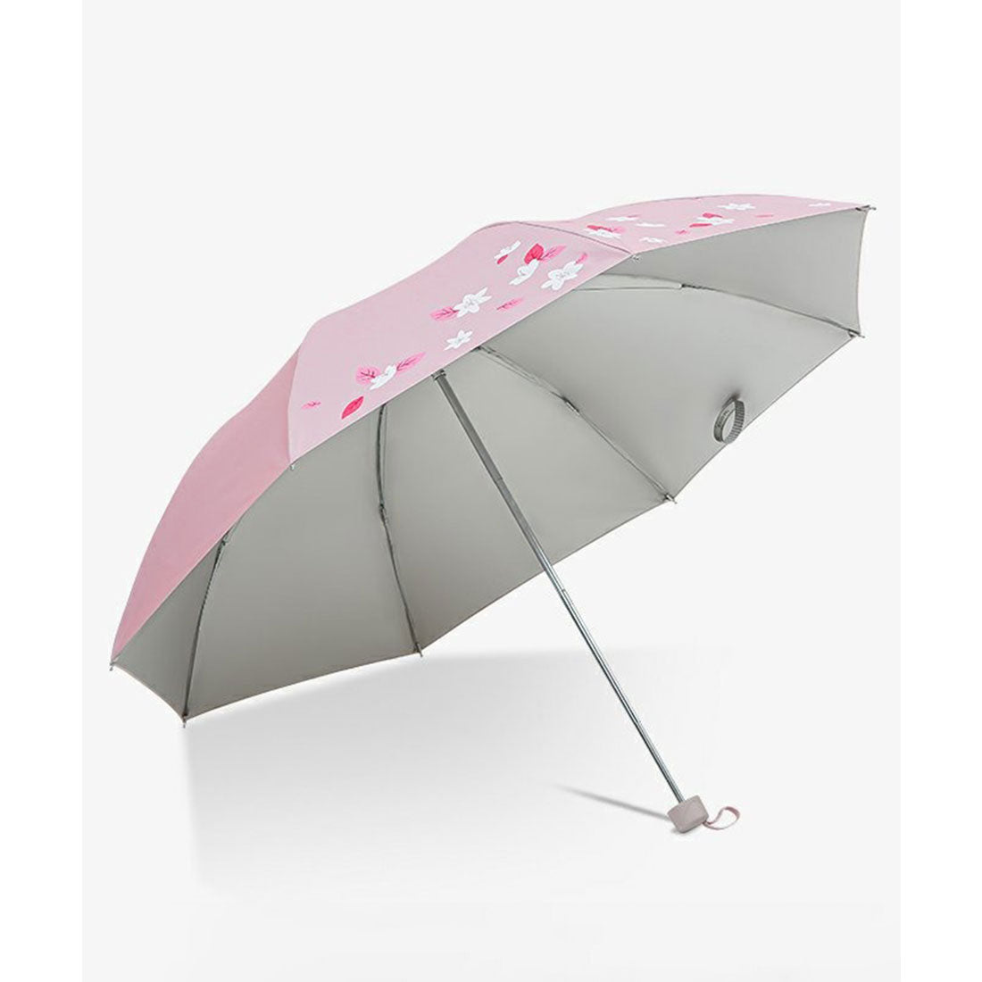 レースレディース Lace Ladies 晴雨兼用 ボタニカル柄 シルキー コンパクト 折りたたみ傘 (ネイビー) ネイビー