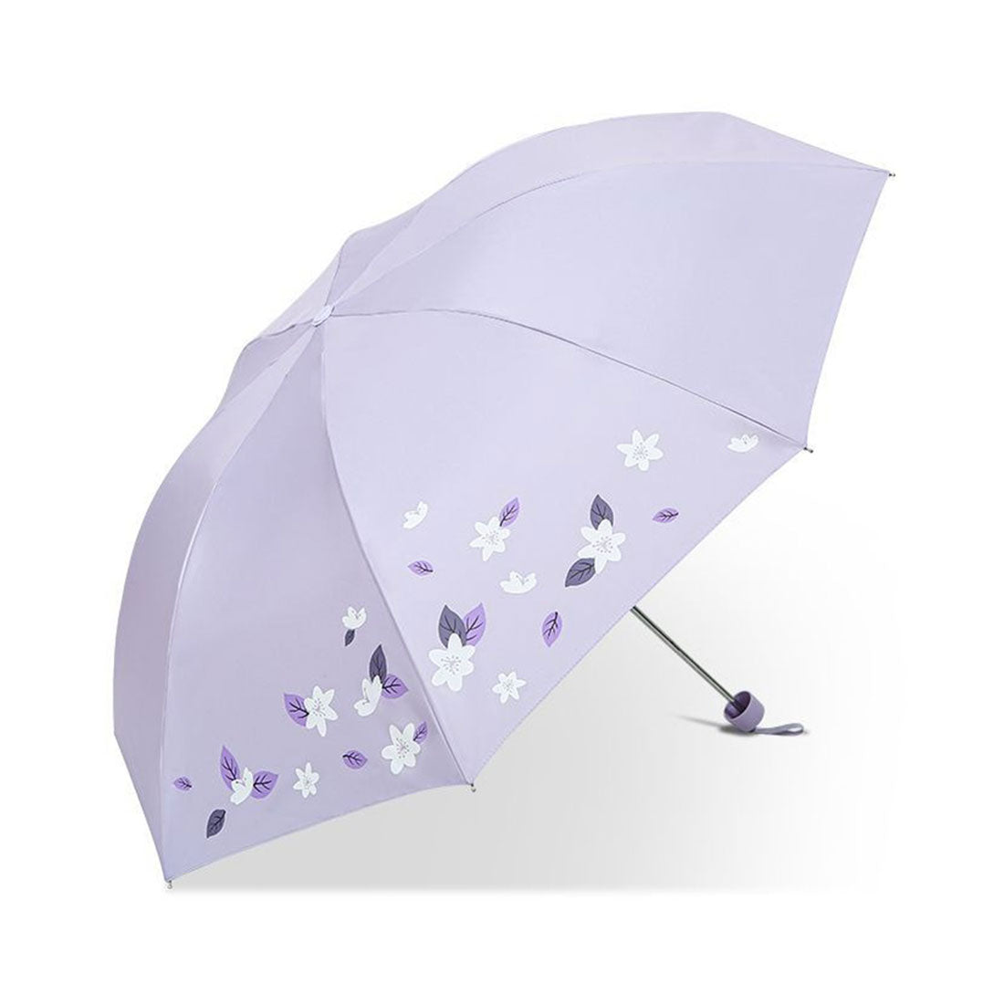 レースレディース Lace Ladies 晴雨兼用 ボタニカル柄 シルキー コンパクト 折りたたみ傘 (パープル) パープル