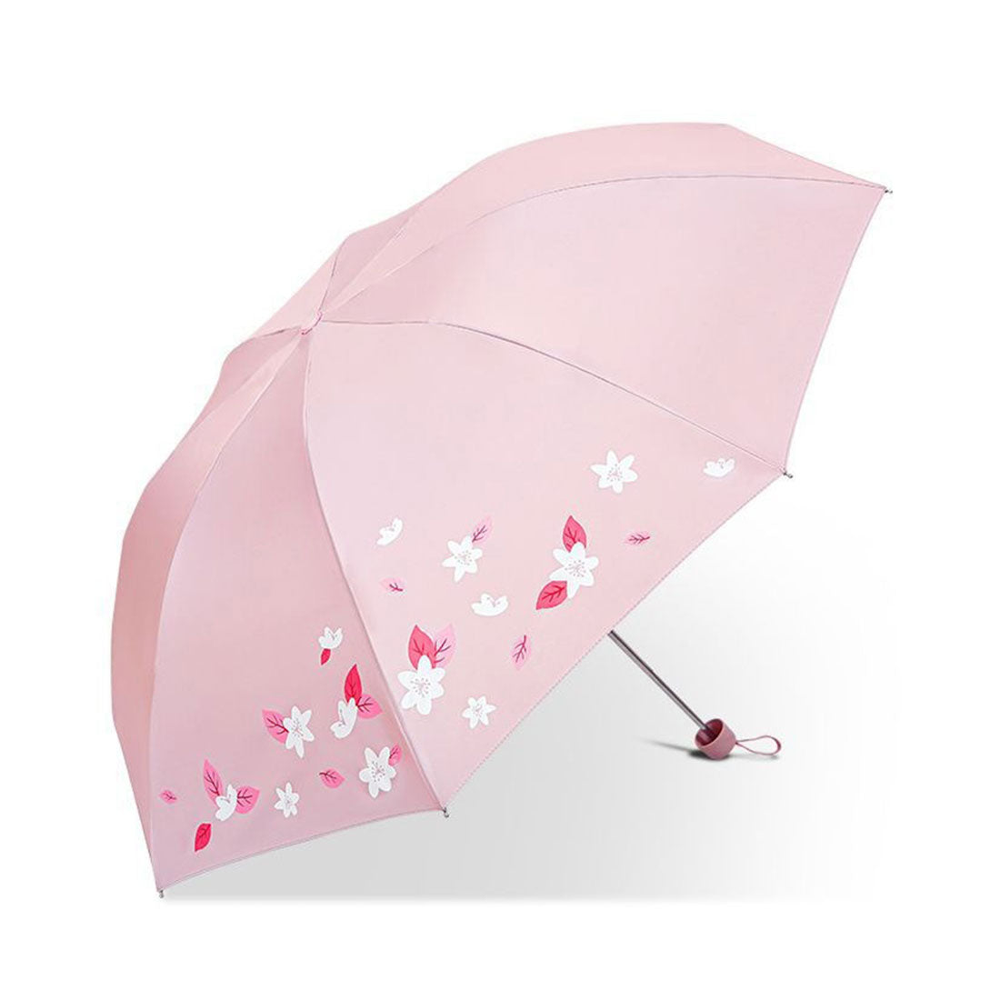 レースレディース Lace Ladies 晴雨兼用 ボタニカル柄 シルキー コンパクト 折りたたみ傘 (ピンク) ピンク