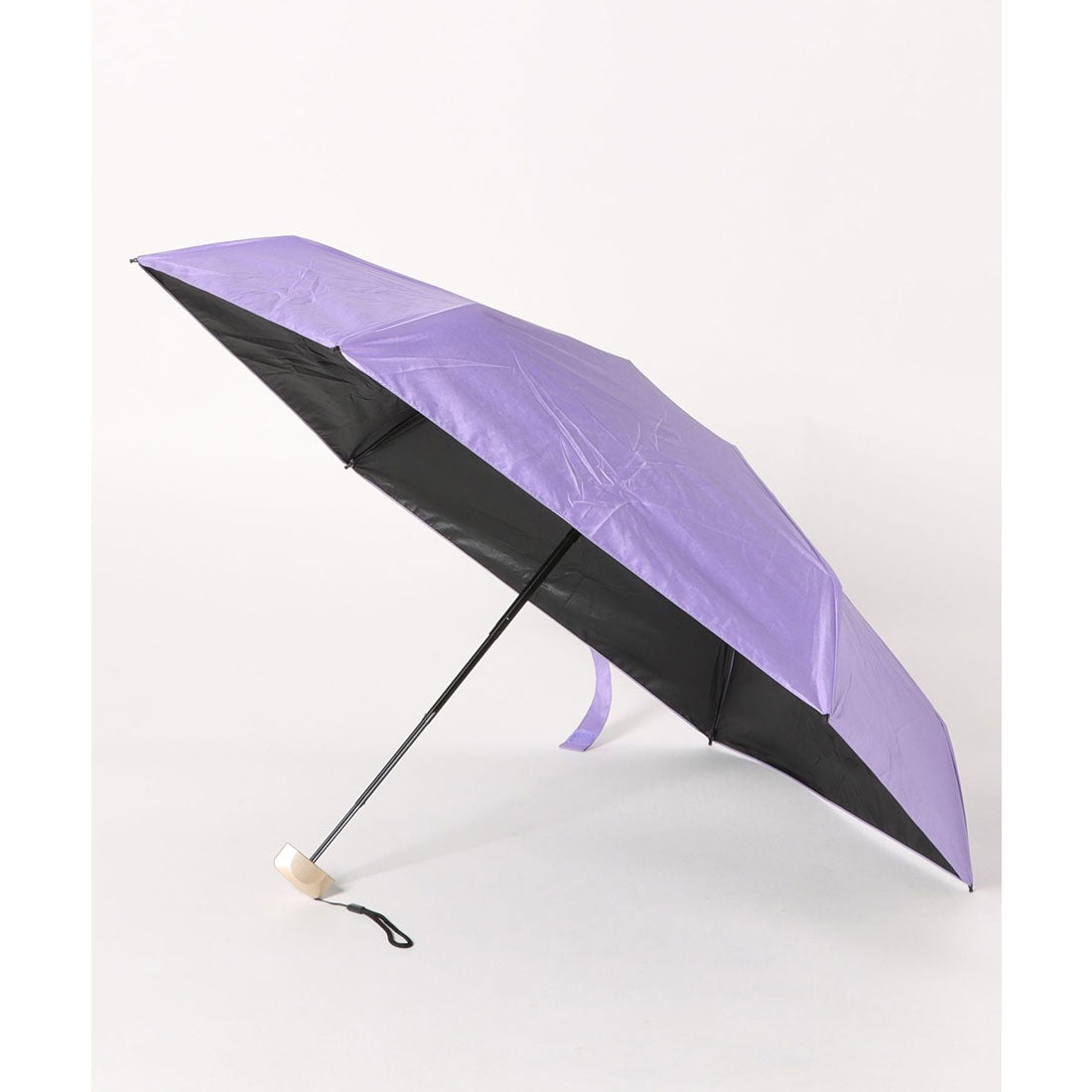 レースレディース Lace Ladies ソリッドカラー 晴雨兼用 ベーシック コンパクト 折りたたみ傘 (パープル) パープル