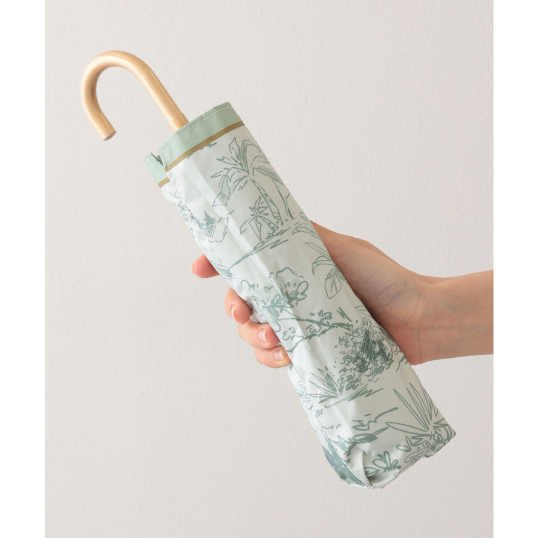 レースレディース Lace Ladies 晴雨兼用 ボタニカル柄 メタリック ハンドル 折りたたみ傘 (ブルー) ブルー