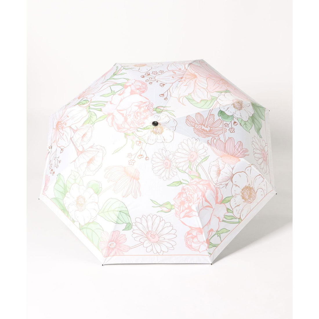 レースレディース Lace Ladies 晴雨兼用 ボタニカル柄 メタリック ハンドル 折りたたみ傘 (ブルー) ブルー