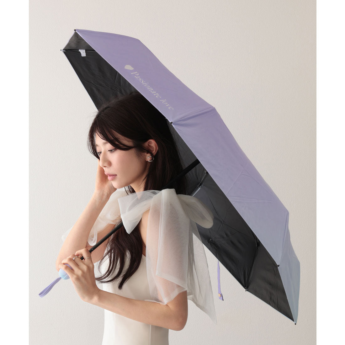 レースレディース Lace Ladies 晴雨兼用 カラー グラデーション コンパクト 折りたたみ傘 (パープル) パープル