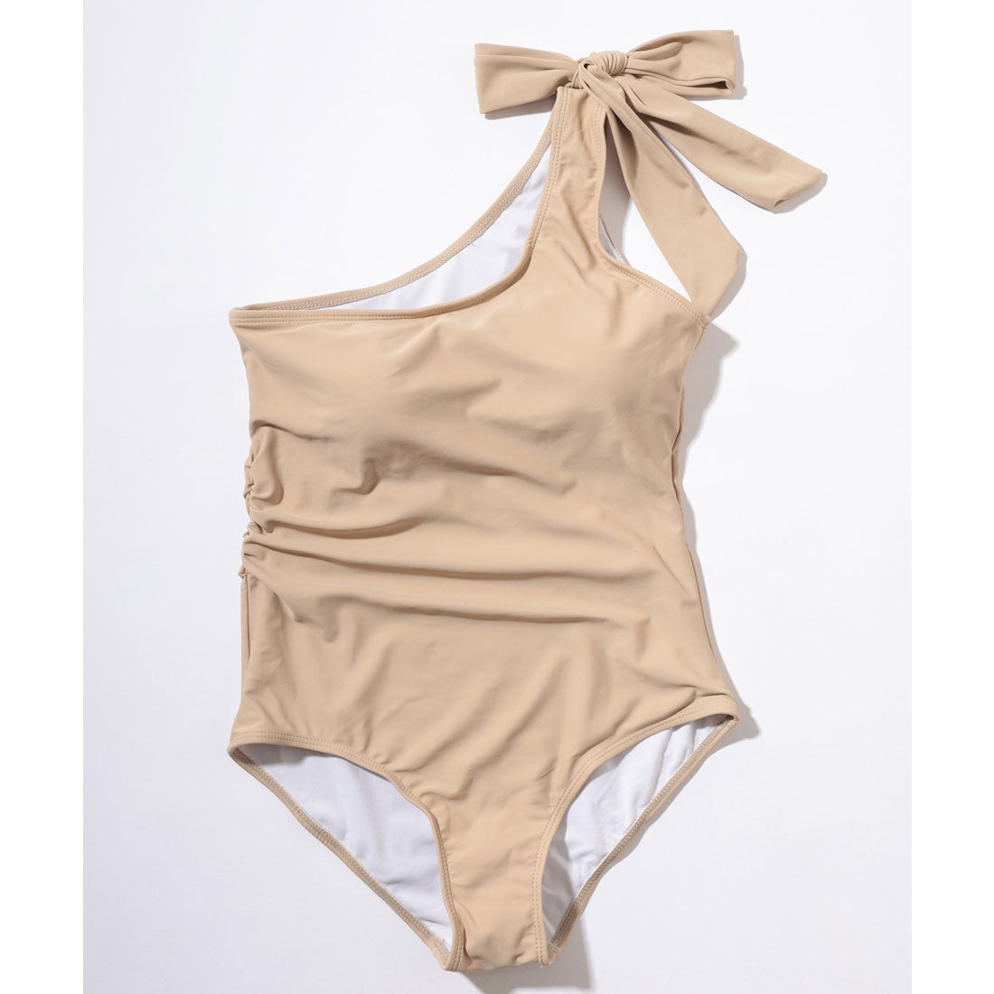 レースレディース Lace Ladies ワンショルダー 肩リボン サイドシャーリング ワンピース 水着 (ブルー) ブルー