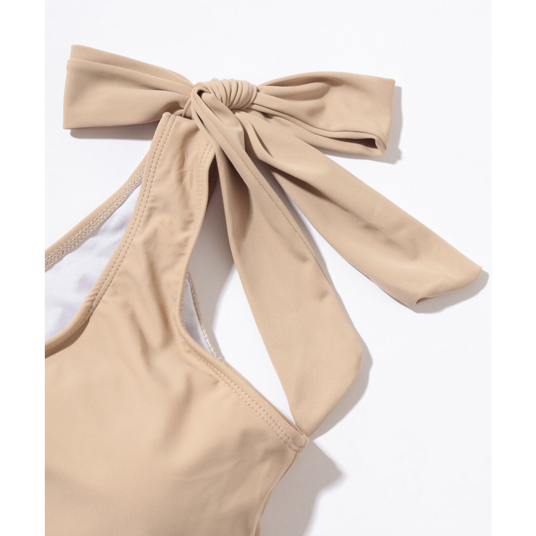 レースレディース Lace Ladies ワンショルダー 肩リボン サイドシャーリング ワンピース 水着 (ブルー) ブルー