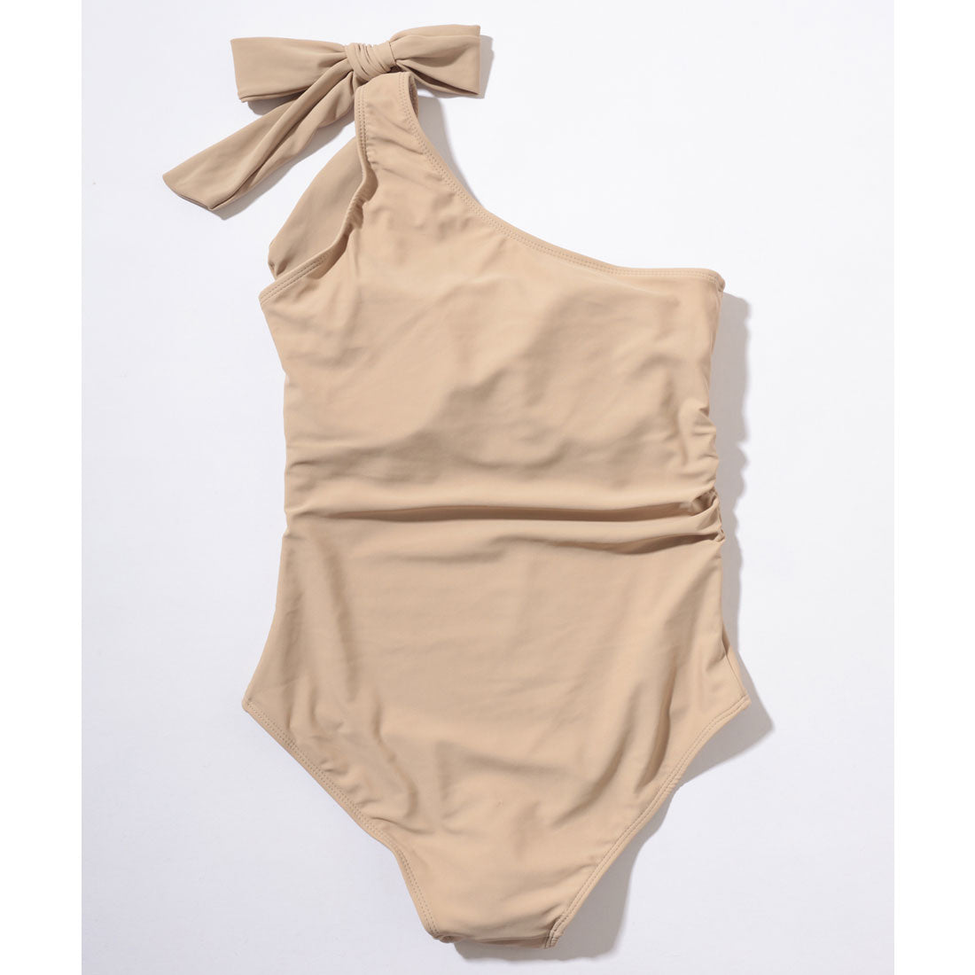 レースレディース Lace Ladies ワンショルダー 肩リボン サイドシャーリング ワンピース 水着 (ブルー) ブルー